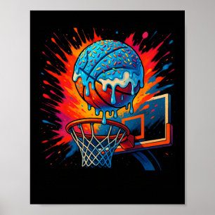 Melting Donut Sketll Funny Slam Dunk Design Poster
