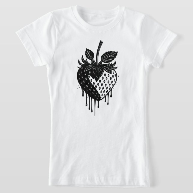 Melting Drip Strawberry Artwork T-Shirt (Laydown)