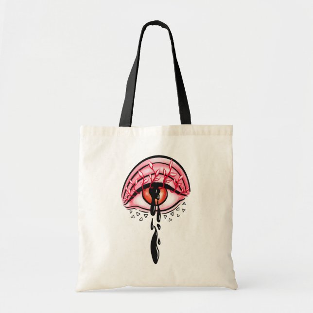 Melting Eye Psychedelic Pastel Goth Art Tote Bag (Front)