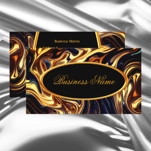 Melting Fire Gold Orange Black Liquid Business Card