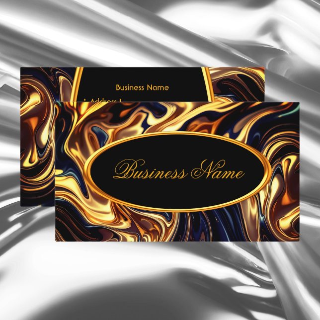 Melting Fire Gold Orange Black Liquid  Business Card (Creator Uploaded)