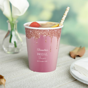 Melting Girly Pink Sparkles Bridal Shower Paper Cups