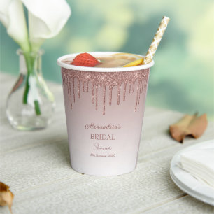 Melting Girly Pink Sparkles Bridal Shower Paper Cups