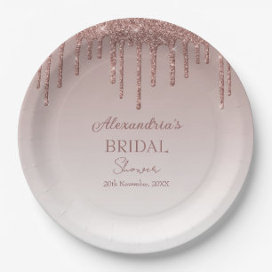 Melting Girly Pink Sparkles Bridal Shower Paper Plate
