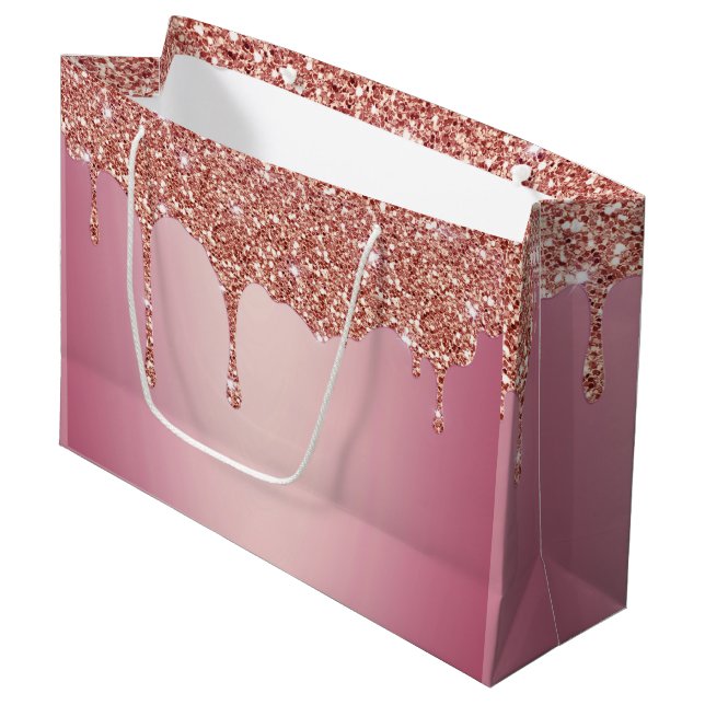 Melting Girly Pink Sparkles Large Gift Bag (Front Angled)