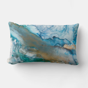 Melting Glacier Alcohol Ink Abstract Painting Lumbar Cushion