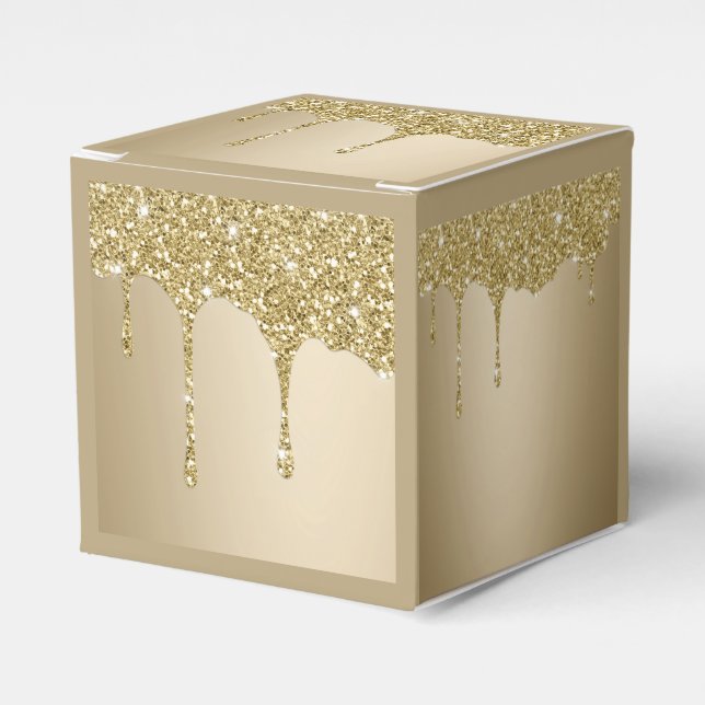Melting Gold Glitter Favour Box (Front Side)