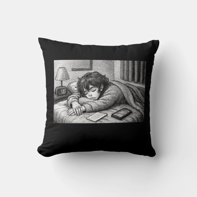Melting Into Bed • Aesthetic Throw Pillow (Front)