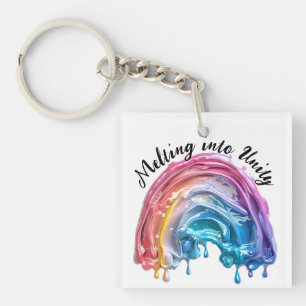 Melting into Unity,, one love, many colors design Key Ring