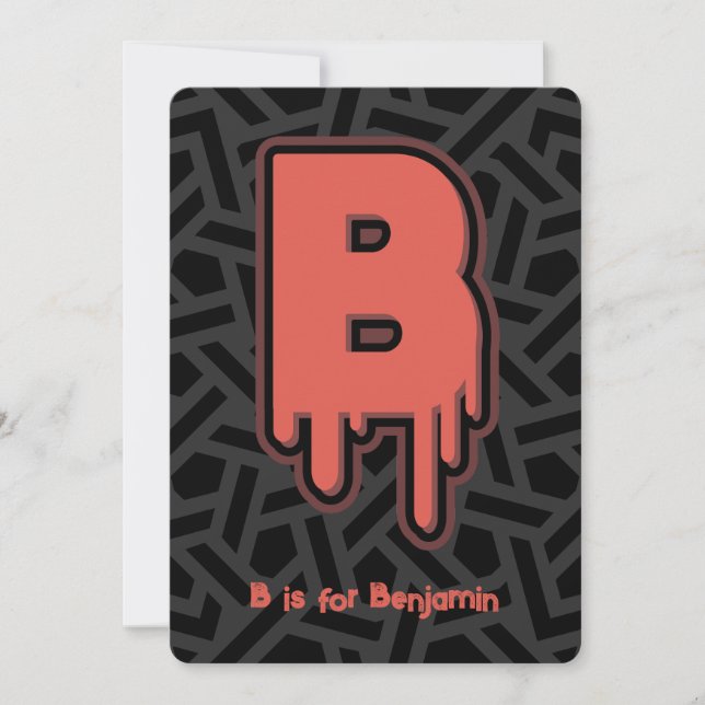 Melting Letter B – Custom Name Birthday Gift Invitation (Front)
