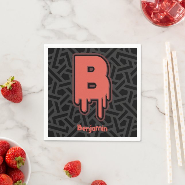 Melting Letter B – Custom Name Birthday Gift Napkin (Insitu)