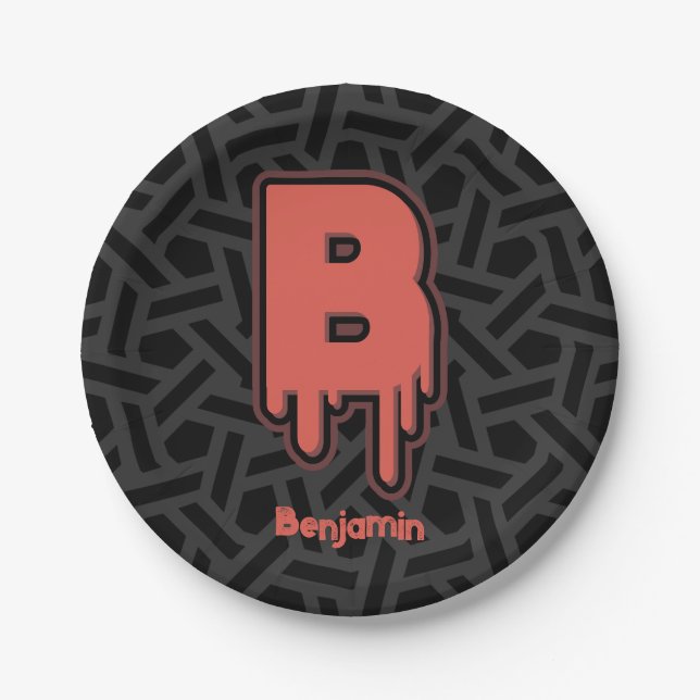 Melting Letter B – Custom Name Birthday Gift Paper Plate (Front)