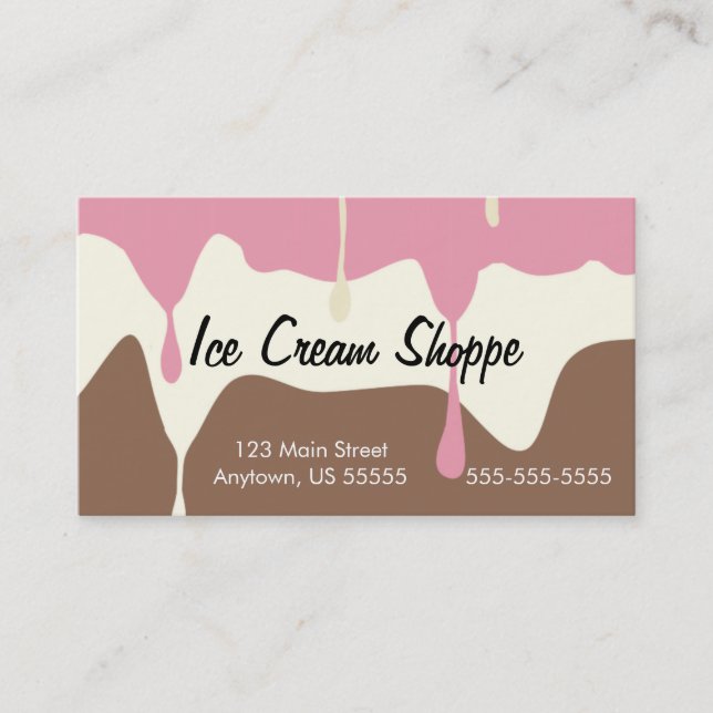 Melting Neapolitan Ice Cream Shop Business Card (Front)