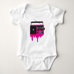 Melting Pink Retro Radio Baby Bodysuit