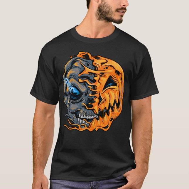 Melting Pumpkin Skull T-Shirt (Front)