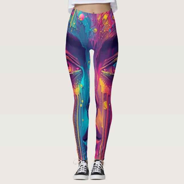 Melting Reality Leggings – Trippy Psychedelic Art  (Front)