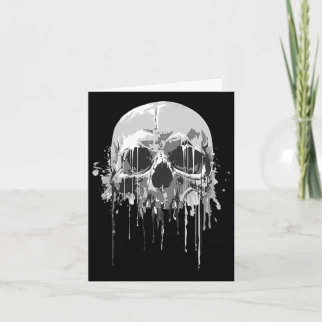 Melting Skeleton Dripping Scary Skull Halloween Co Card (Front)