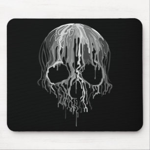 Melting Skull Black White Art Graphic Halloween  Mouse Pad