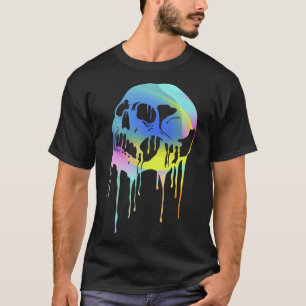 Melting Skull Rainbow Graphic Halloween T-Shirt