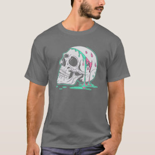 Melting Skull- Unique Art with Vibrant Turquoise T-Shirt