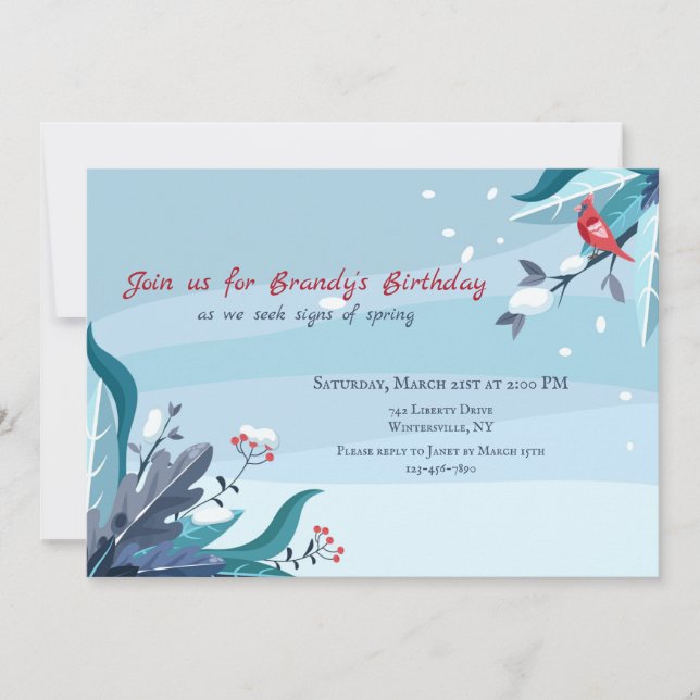 Melting Snow Birthday Invitation (Front)