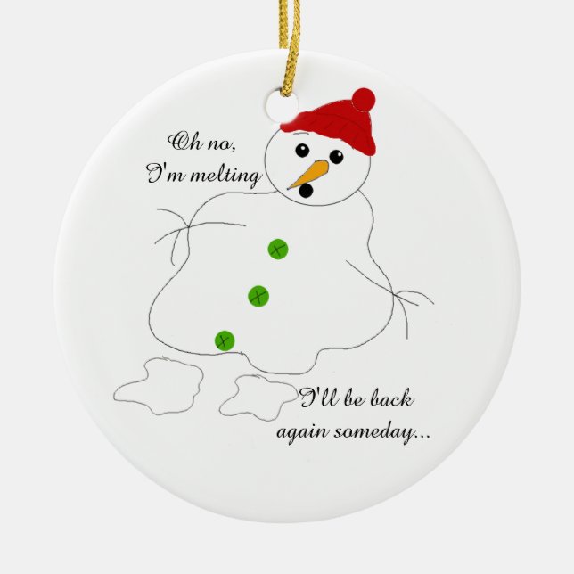 Melting Snowman Ceramic Tree Decoration (Front)