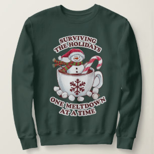 Melting Snowman Funny Vintage Vibes Forest Green Sweatshirt