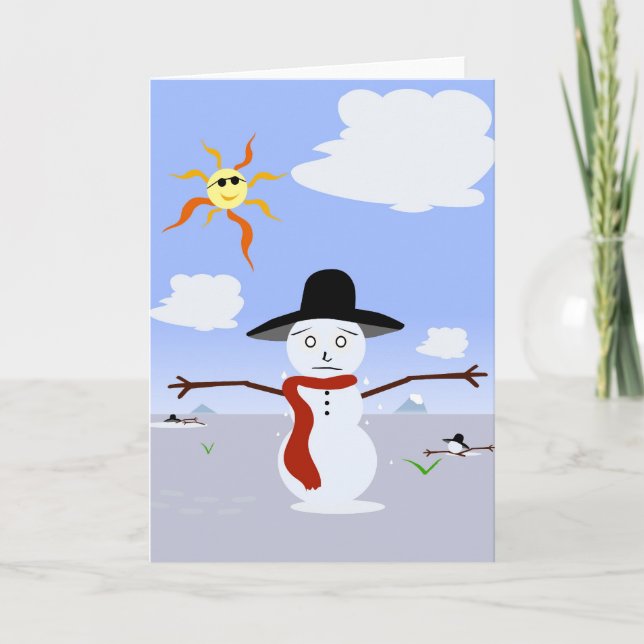 Melting Snowman. Holiday Card (Front)