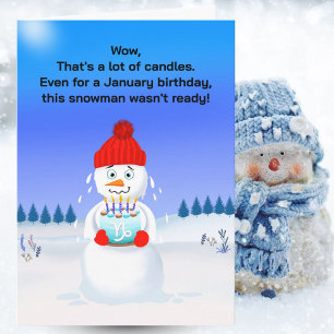 Melting Snowman January Birthday Capricorn Card