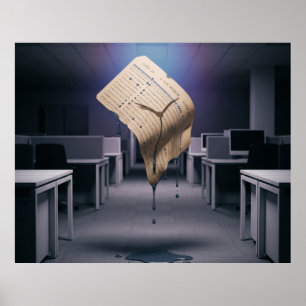 Melting Timecard Puzzle Poster