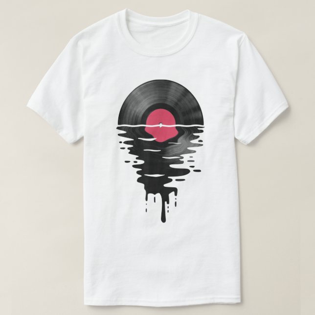 Melting Vinyl Record Retro Design T-Shirt (Design Front)