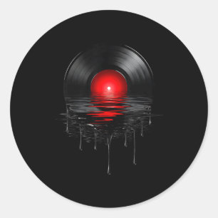 Melting Vinyl Record Vintage Sunset Drip Vinyl Rec Classic Round Sticker