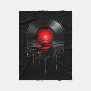 Melting Vinyl Record Vintage Sunset Drip Vinyl Rec Fleece Blanket