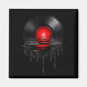 Melting Vinyl Record Vintage Sunset Drip Vinyl Rec Magnet