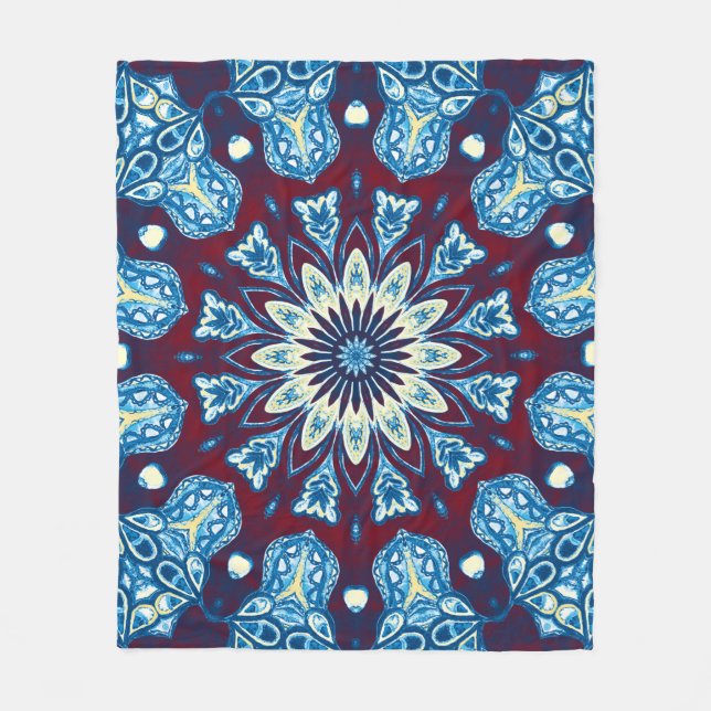 Melting watercolor colourful symmetrical pattern.  fleece blanket (Front)