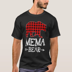 Mema Bear Christmas Pajama Red Plaid Buffalo Famil T-Shirt