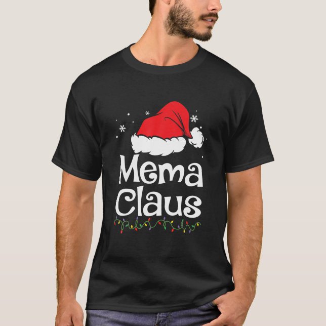 Mema Claus Christmas Pajama Family Matching Xmas T-Shirt (Front)