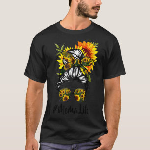 Mema Life Messy Hair Bun Sunflower Women Mother's  T-Shirt
