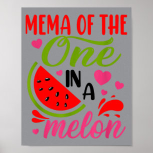 Mema Of Cute 1st Birthday Watermelon 1st Birthday Poster