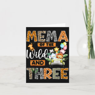 Mema Of The Wild And Three 3rd Birthday Boy Safari Card