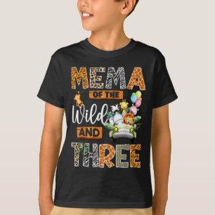Mema Of The Wild And Three 3rd Birthday Boy Safari T-Shirt