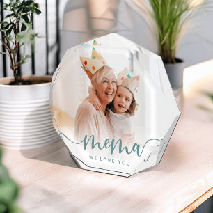 Mema We Love You   Grandma Script Overlay Photo Block
