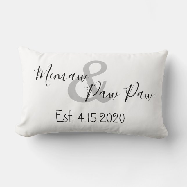 Memaw and Paw Paw Established Date Lumbar Cushion (Front)