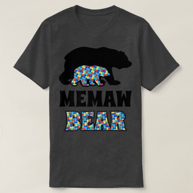 Memaw Bear Autism Awareness Premium  T-Shirt (Design Front)
