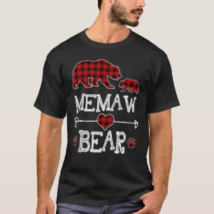 Memaw Bear Christmas Pajama Red Plaid Buffalo Fami T-Shirt