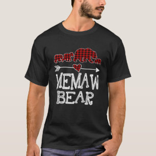 Memaw Bear Three Cubs Red Plaid Mama Christmas Paj T-Shirt