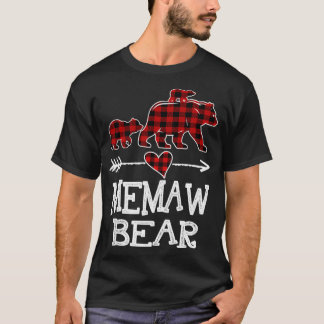 Memaw Bear Two Cubs Red Plaid Memaw Christmas Paja T-Shirt