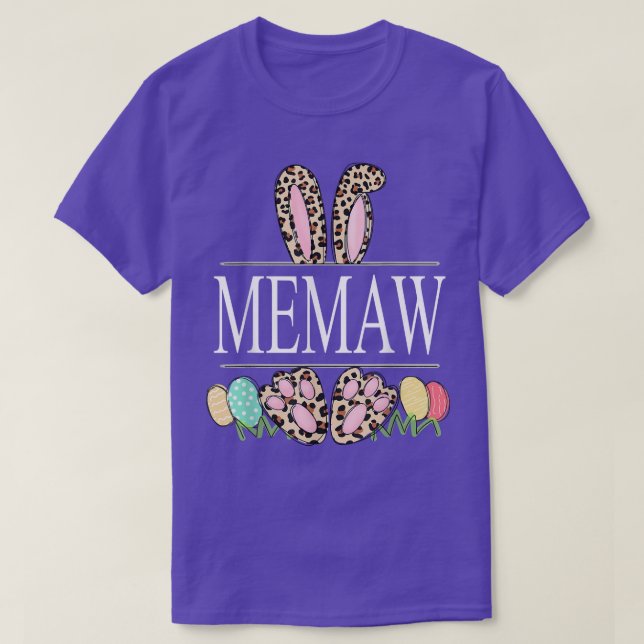 memaw Bunny Leopard Grandma Easter Day Rabbit Eggs T-Shirt (Design Front)