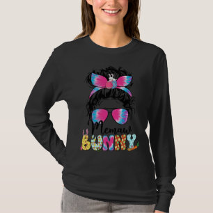 Memaw Bunny Tie Dye Messy Bun Happy Easter Day Mot T-Shirt