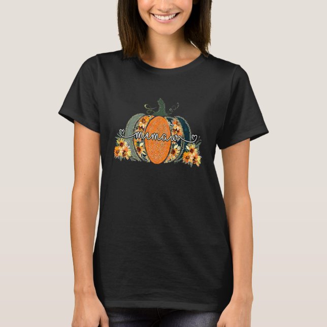 Memaw Fall Pumpkin Sunflowers Autumn Thanksgiving T-Shirt (Front)